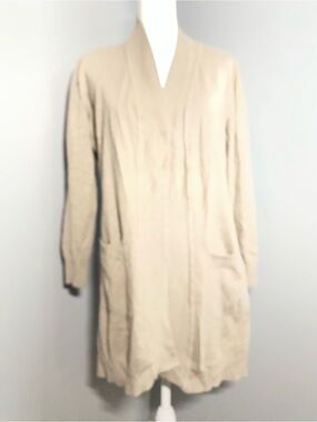 Cielo Beige Long Open Front Cardigan